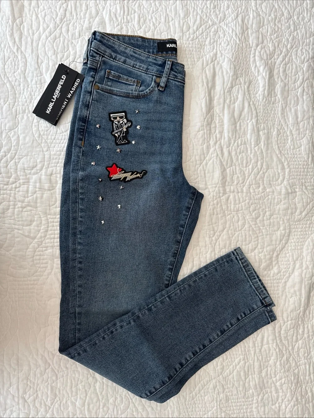 Karl Lagerfeld Jeans Skinny with Red Star Patch - Picture 12 of 13